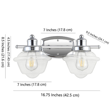 Orleans Iron/Glass schoolhouse LED Vanity Light - JONATHAN Y